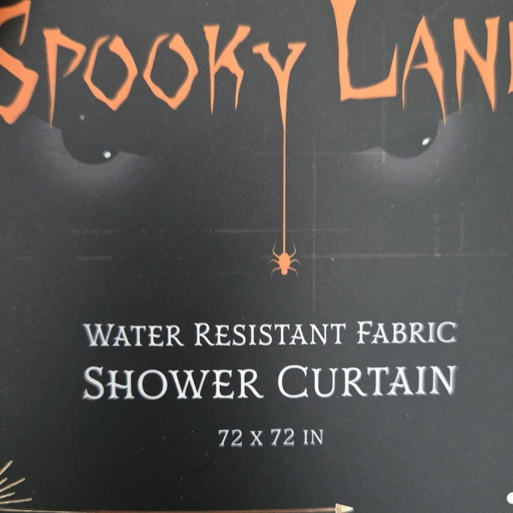 Spooky Lane Halloween Water Resistant Fabric Shower Curtain
